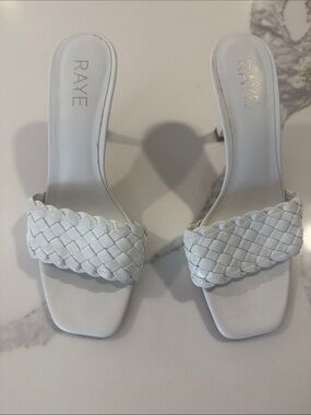 RAYE White Braided Strap Mules